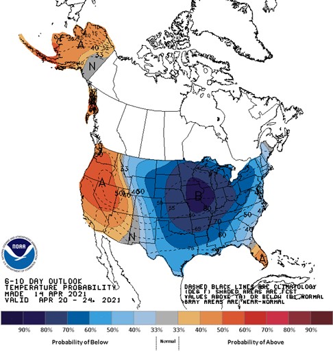 Forecast map of North America.